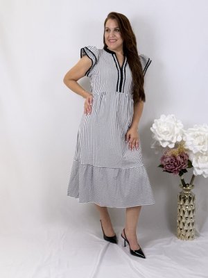 Black Stripe Contrast Trim Dress — view 2
