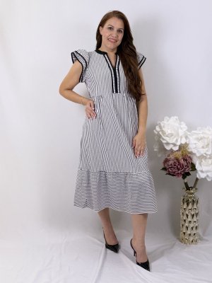 Black Stripe Contrast Trim Dress — view 1
